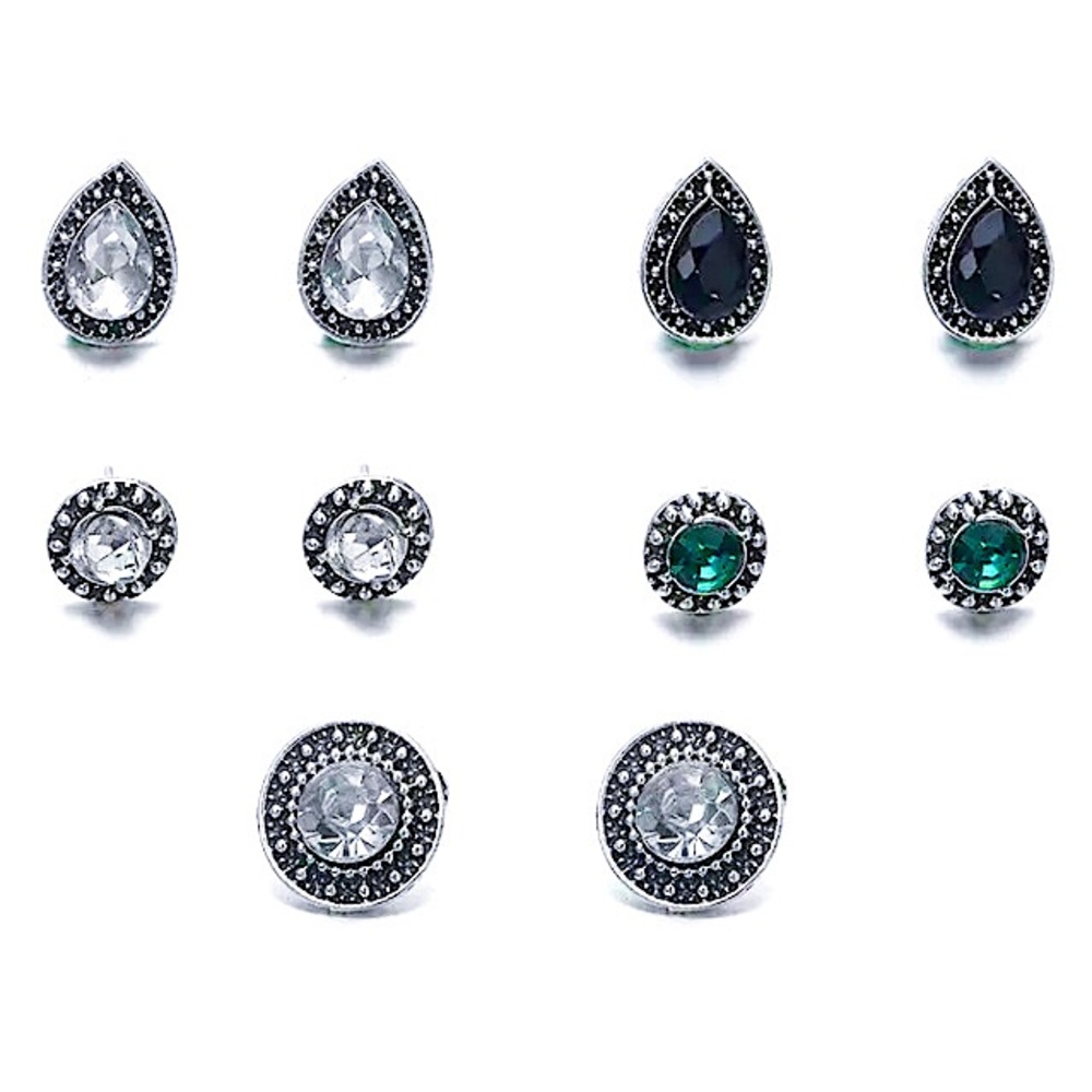 ⚜️𝟯𝟬%𝗢𝗙𝗙 𝗯𝘂𝗻𝗱𝗹𝗲𝘀 𝟯+⚜️ NEW 5 Pairs Silver Bohemian Earrings Set - Picture 2 of 5